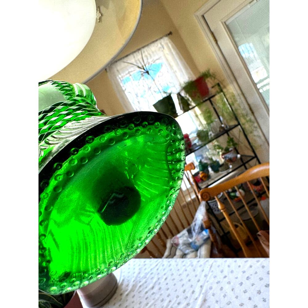 vintage Italian dark green glass fish-shaped wine bottle decanter 70s "Cevin" - Picture 6 of 7